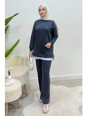 Tesettür Diyarı Eteği Gömlekli Alt Üst Tesettür Takım- Antrasit