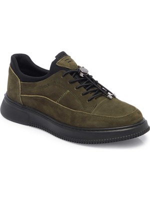 Tergan Haki Hakiki Nubuk Deri Erkek Sneaker - E25I1AY57281-G98