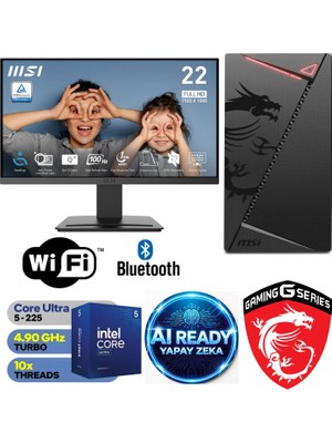 MSI Şafak-Ofis-Iş-Pc | Yapay Zeka (Aı) | Intel Core Ultra 5 | 32GB Ddr5 Ram | 1tb Nvme SSD | Wifi + Bluetooth | 22" Msı Monitör | Ofis Bilgisayarı Seti