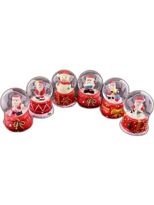 Marsilyan 6 Adet Yeni Yıl Noel Yılbaşı Temalı Mini Boy Işıklı Kar Küresi 6,5 cm -36A