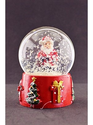 Marsilyan Yılbaşı Süsü Noel Baba Merry Christmas Tasarımlı 9 cm Orta Boy Işıklı Kar Küresi 1b