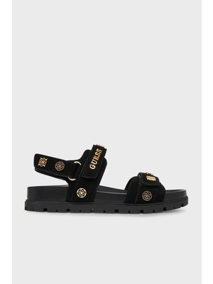 Guess Logolu Cırt Cırtlı Süet Dokulu Sandalet FLPFLOESU03 Bayan Sandalet Flpflo ESU03 Black