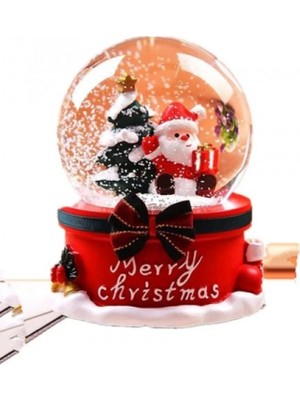 Marsilyan Mega Boy Noel Baba Yılbaşı Tasarımlı 15 cm Otomatik Kar Püskürtmeli Işıklı Müzikli Kar Küresi