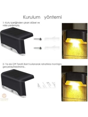 Marsilyan 1 Adet Köşebent Merdiven Veranda Solar Güneş Enerjili Bahçe Led Lamba Dekor Bahçe Aydınlatma