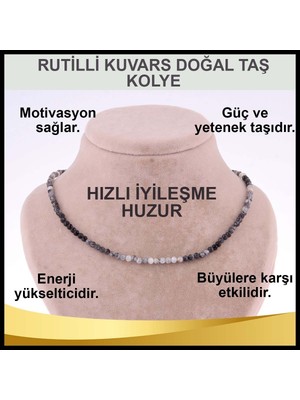 UltraMint Doğal Rutilli Kuvars Kolye, 3mm Taş, Şık ve Enerji Dolu Takı