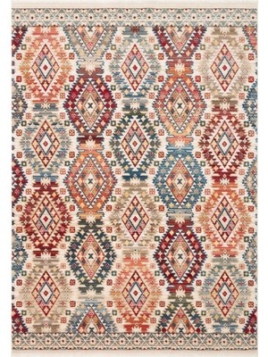 Cool Halı Anka Çok Renkli Etnik Kilim Desenli Bohem Makina Dokuma Yumuşak Ev Salon Oturma Odası Halısı