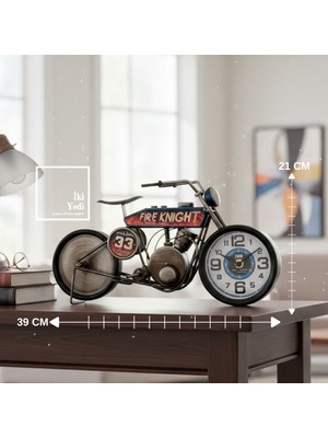 İki Yedi Konsept Fire Knight 33 Motosiklet Masa Saati, Retro Metal Dekor Ofis ve Ev Için Özel Tasarım Obje Hediyelik