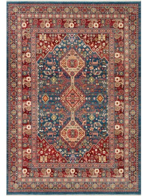 Cool Halı Anka Mavi Kırmızı Etnik Vintage Anadolu Bohem Rustik Yumuşak Klasik Dokuma Salon Oturma Odası Halısı