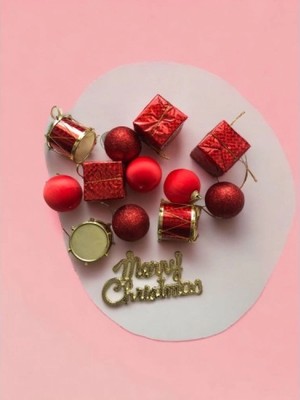 Marsilyan Yeni Yıl Yılbaşı Noel Çam Ağacı Süsü Lüx 13 Parça Orta Boy