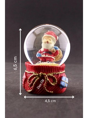 Marsilyan Yeni Yıl Hediye Torbalı Noel Baba Temalı Mini Boy Kar Küresi 6,5 cm