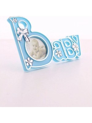 Marsilyan 2 Adet Baby Yazılı Sevimli Mini Resim Çerçevesi Mavi