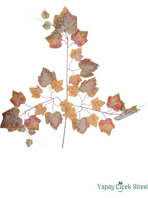 Yapay Çiçek Sitesi Yapay Çınar Ağacı Dalı 33 Yapraklı 70 cm 12 Adet Kahverengi-Sarı
