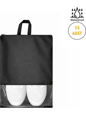 Microcase Çok Amaçlı Şeffaf Pencereli Ayakkabı Düzenleyici Seyahat Çantası Hurç 40X30 cm 15 Adet AL5500