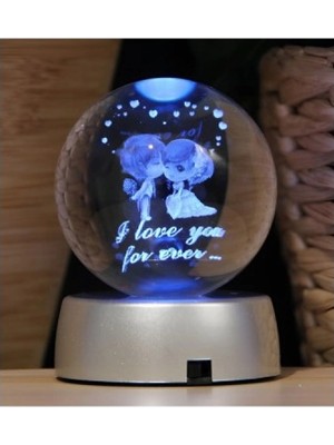 Marsilyan Romantik Işıklı Kristal Küre – “I Love You Forever” RGB Led Işıklı Pilli