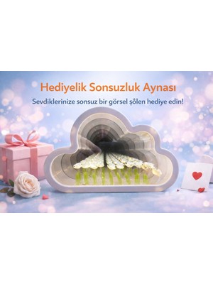 Sonsuzluk Bulut Tasarımlı Aynalı Lale Gece Lambası Dekoratif LED Aydınlatma (Beyaz)