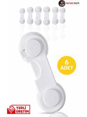 Can Yıldız Plastik Çok Amaçlı Beyaz Mandallı Dolap ve Çekmece Güvenlik Kilit 6 Adet