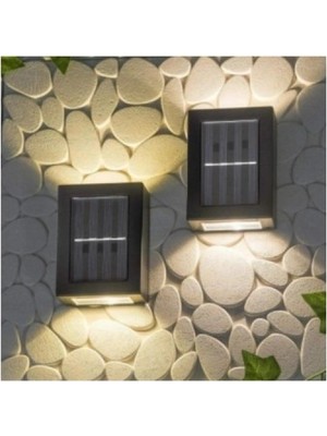 Marsilyan 2 Adet Yeni Nesil Solar Çift Yönlü Duvar Lambası Güneş Enerjili Solar Aydınlatma Modern Dekorasyon