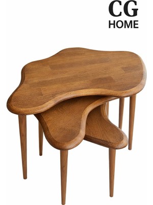 Cg Home Liza Model Iskandinav Masif Kayın 3’lü Zigon Sehpa | Doğal Kayın Panel | Vernikli | Modern Tasarım