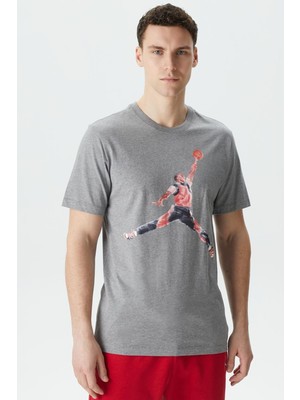 Nike Jordan Brand Jumpman Watercolor Graphic Tshirt Gray Jordan Grafik Baskılı Tişört Gri
