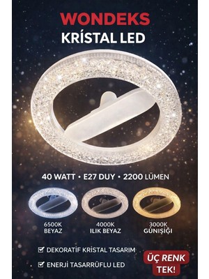 Wondeks 3 Renkli Kristal Simit LED Ampul 40 Watt E27 Duylu - Tavan Duy Hediyeli