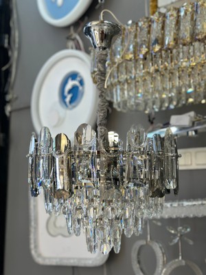 LED Yeni Model 40 cm Kristal Lüx Salon Avize Krom Renk Ithal Kasa