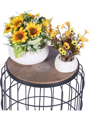 Yapay Çiçek Sitesi Beton Saksılı Yapay Çiçek 2li Set Model 1