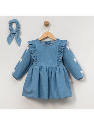 Overdo Kız Çocuk 1-4 Yaş Nakışlı Tokalı Kot Elbise