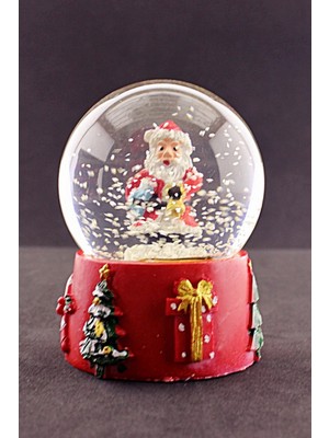 Marsilyan Yeni Yıl  Noel Baba Tasarımlı 9 cm Orta Boy Işıklı Kar Küresi 2b
