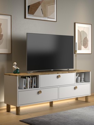 Wood'n Love Bohem Mia Ledli Tv Ünitesi - Konsol 3 Kapak 2 Bölme 160 cm Dolaplı ( 3 Renkli Ledli )