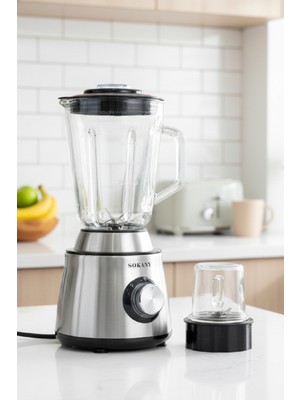Sokany 2’si 1 Arada Kristal Cam Hazneli Blender & Öğütücü Seti – SK-155