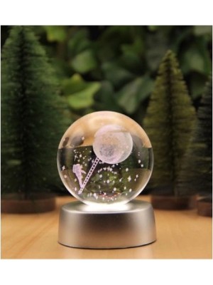 Marsilyan 3D Ay Merdiveni Temalı Kristal Küre Led Gece Lambası – RGB Led Pilli Lamba