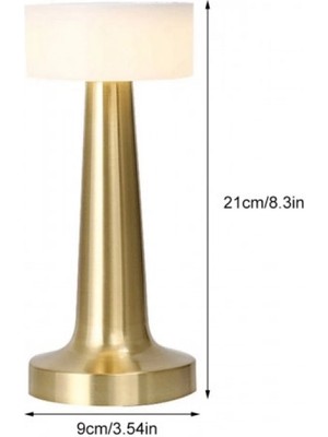 Marsilyan Modern Led Abajur Masa Lambası Dokunmatik 3 Mod Kademeli Şarjlı Dokunm Gold Masa Lambası Orta Kafa