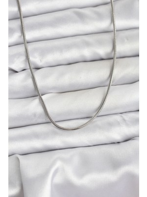 316L Çelik Zincir Gümüş Renk 60 cm Yılan Zincir Kadın Kolye - TJ-BKO10681