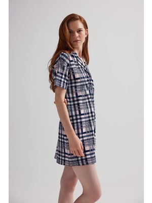 Hays Kadın Pamuklu Kısa Kollu Şal Yaka Gecelik