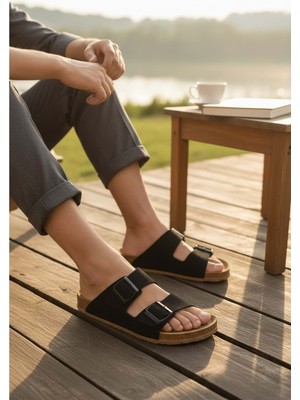 Konfores 2236-LOOK Life Unisex Çift Tokalı Ultra Hafif Havuz,plaj ve Günlük Kullanıma Uygun Terlik - NKT02236-SIYAH-36