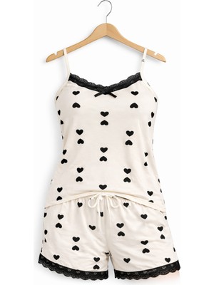 Belpa Sıla Sella Bamboo Kadın Şortlu Pijama Takımı – Askılı Dantel Detaylı