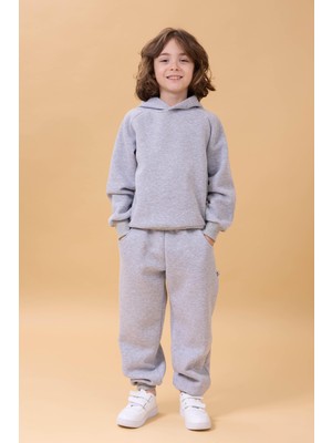 Perendi Reglan Kol Kapüşonlu Içi Polarlı Unisex Çocuk Takım