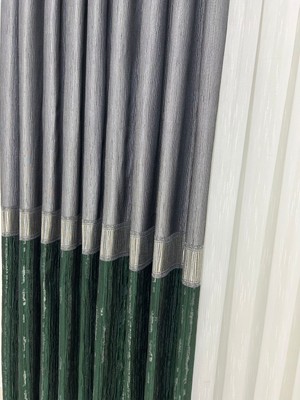 Perde Merkezi Istanbul Gri Yeşil Fon Perde Salon ve Misafir Odalarına Uygun 1/3 Sık Pileli Tek Kanat Lüks Modern Fon Perde