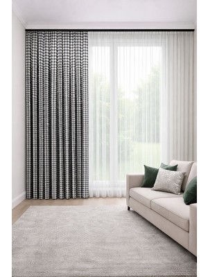 Perde Merkezi Kazayağı Gri Fon Perde Salon ve Misafir Odalarına Uygun 1/3 Sık Pileli Tek Kanat Lüks Modern Fon Perde