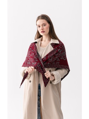 Wega Moda Desenli Üçgen Çift Taraflı Omuz Şalı – Kadın Triko Atkı