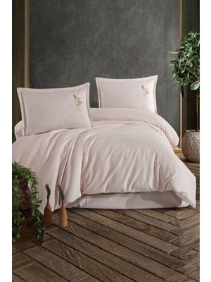 Clasy Panna Taş Tek Kişilik %100 Pamuk Çizgili Nevresim Takımı