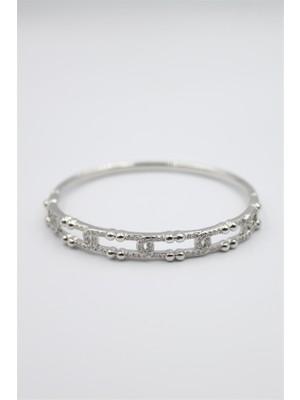 Beta Moda Hub Taşlı Vip Bilezik - Gümüş