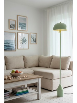 Luzarana Toms Yeşil Lambader  Modern Dekoratif Metal Tasarım Şık Yerden Aydınlatma Lambası