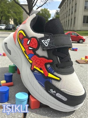 Ellaboni Erkek Çocuk Işıklı Örümcek Adam Rahat Yumuşak Fuspetli Taban Terletmez Triko Spor Ayakkabı