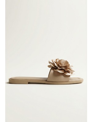 Rays 7043 Çiçek Detay Terlik Vizon