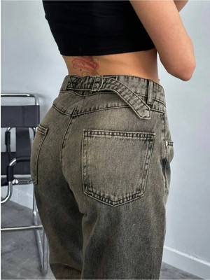 Madame Melek Baggy Toka Detaylı Bol Kesim Geniş Paça Rahat Baggy Jean Kot Pantolon