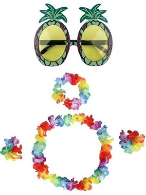 Najmaddin Renkli Ananas Gözlük, Taç, Kolye ve Bileklik Seti