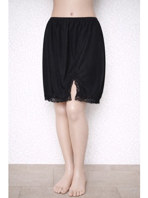 Belpa Jüpon Siyah Yırtmaçlı Etek Astarı, Midiboy Jipon Astar