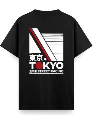 Oksit Tokyo Street Racing Sırt Baskılı Oversize Unisex Pamuklu Tişört Jdm Tasarım