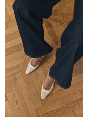 Lutvelizade Topuklu 2609 - Küt Burun Deri Görünümlü Kemik Kadın Topuklu